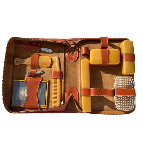 Joda Other - 1960s Toiletry Dopp by Joda USA Mid Century Leather Grooming Travel Kit